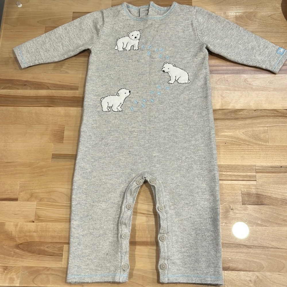 VGUC Janie and Jack layette sweater one piece 6-12 mos